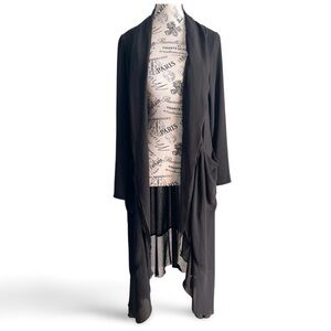 🇨🇦 Lace Black Asymmetrical Mesh Duster Cardigan NWT Witchy Goth Size Medium
